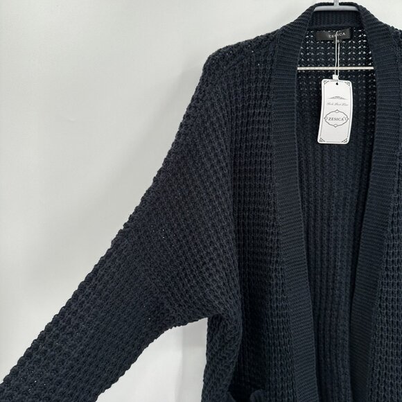 ZESICA Women's Open Front Knitted Sweater Cardigan in Navy Blue size S Small NWT - Picture 5 of 7